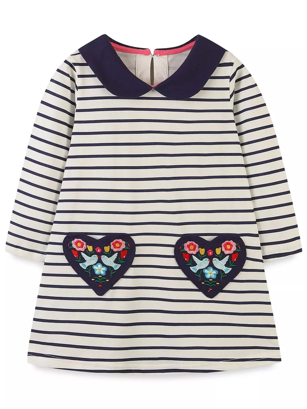 Children's Embroidered Striped Long Sleeve Dress, image 2