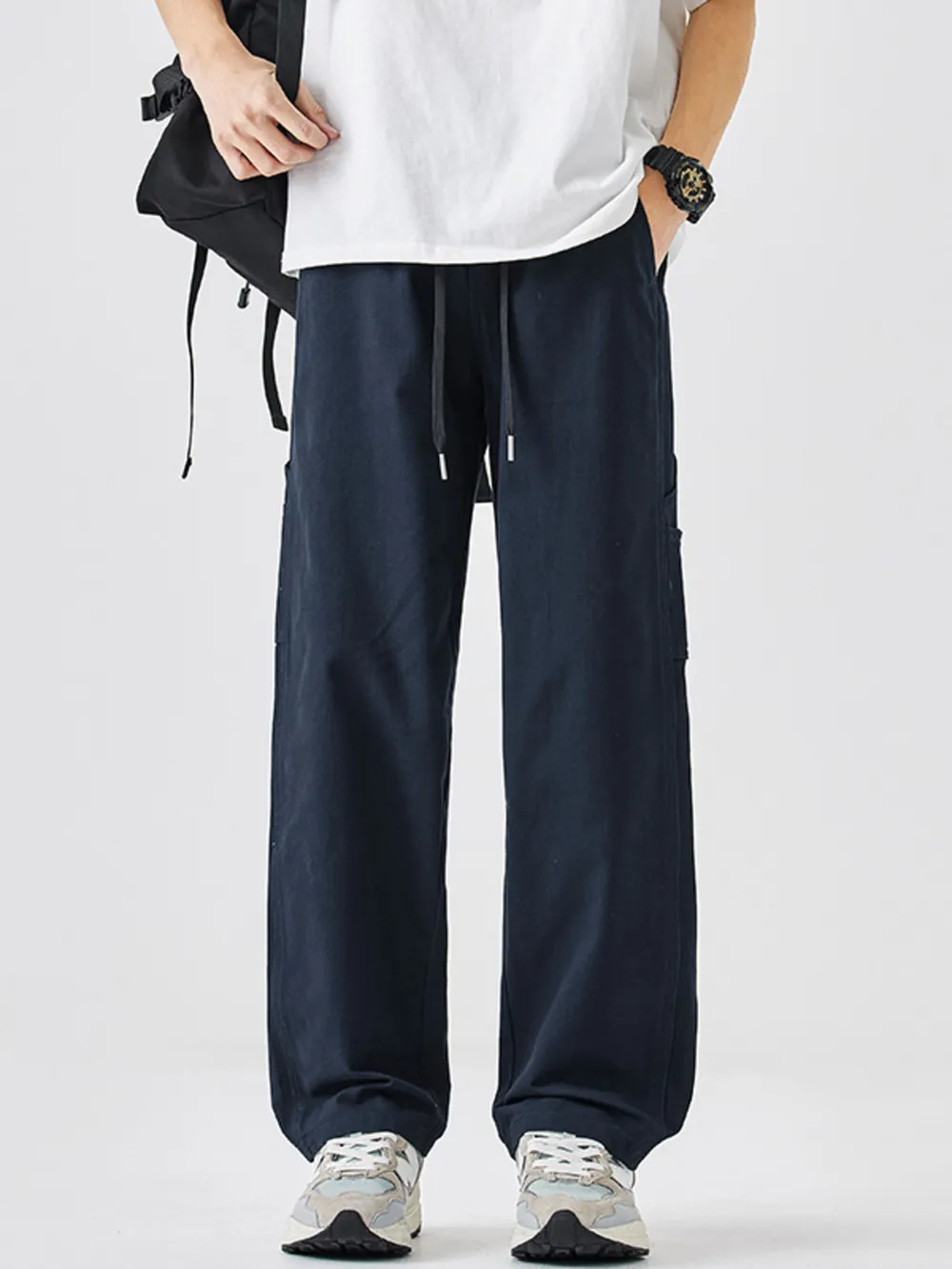 Men's Plus Size Drawstring Wide Leg Pants, image 3