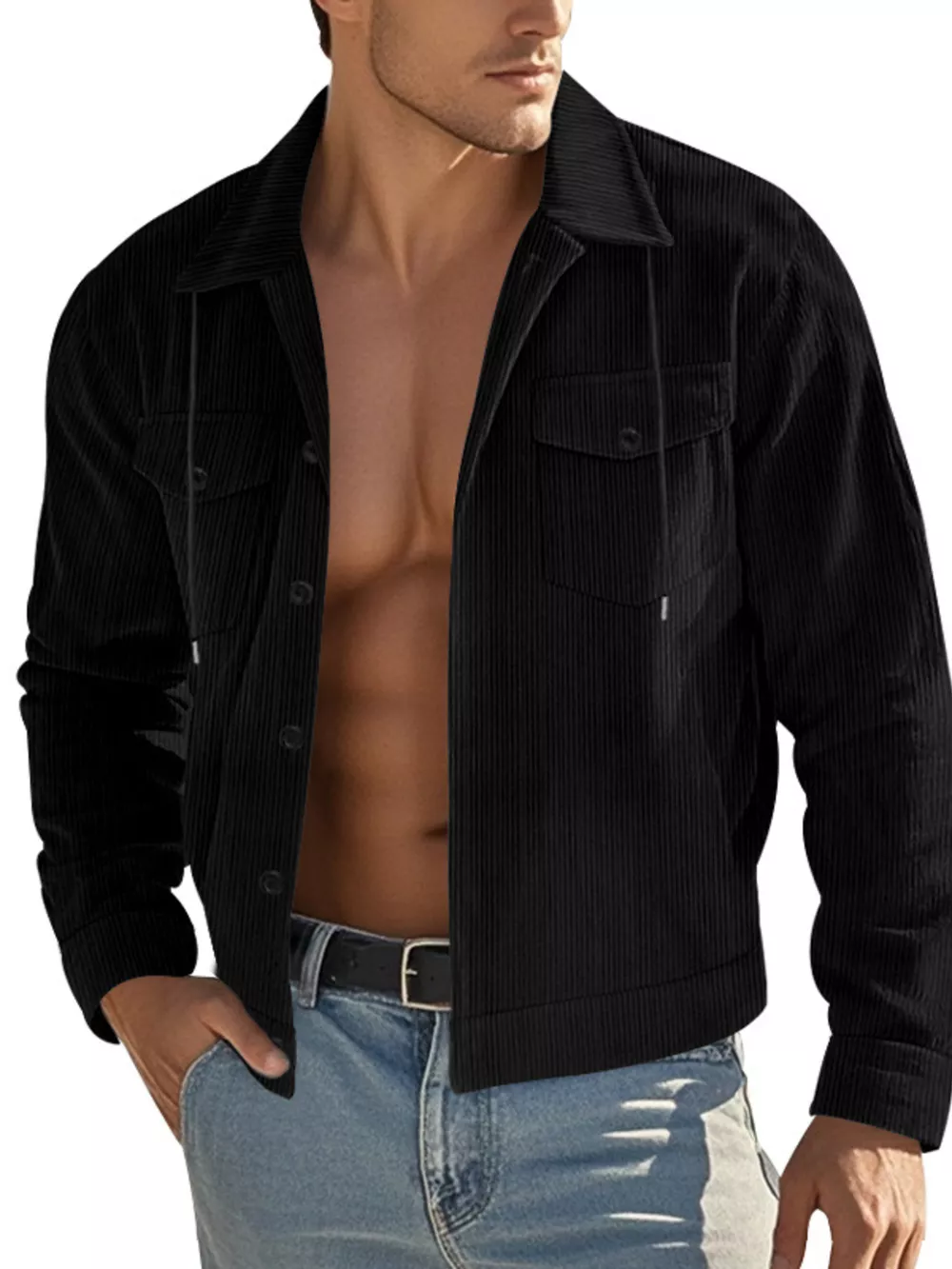 Men's Full Size Corduroy Button Up Casual Jacket Plus Size, image 4