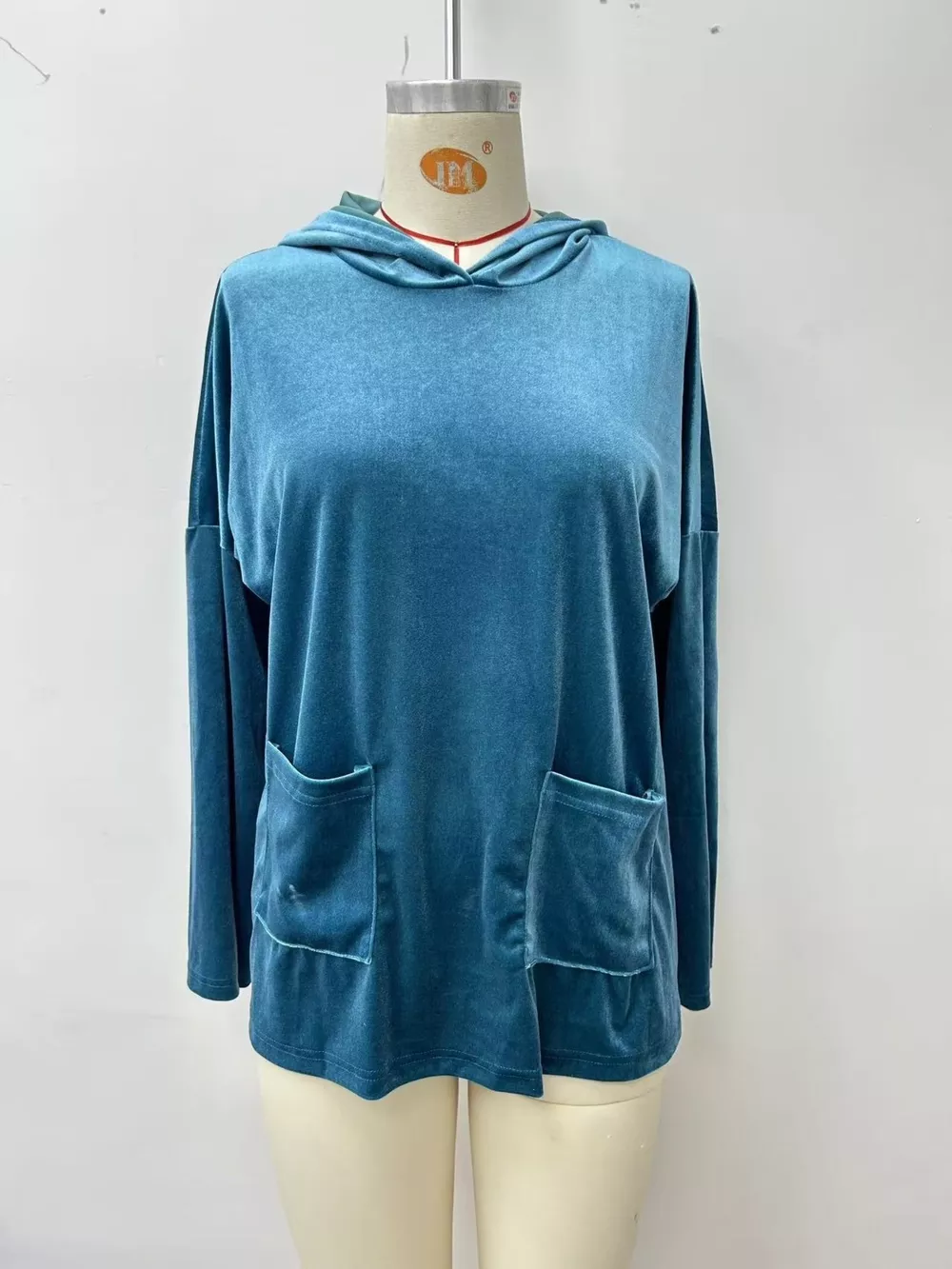 Velvet Front Pockets Hoodie, image 8