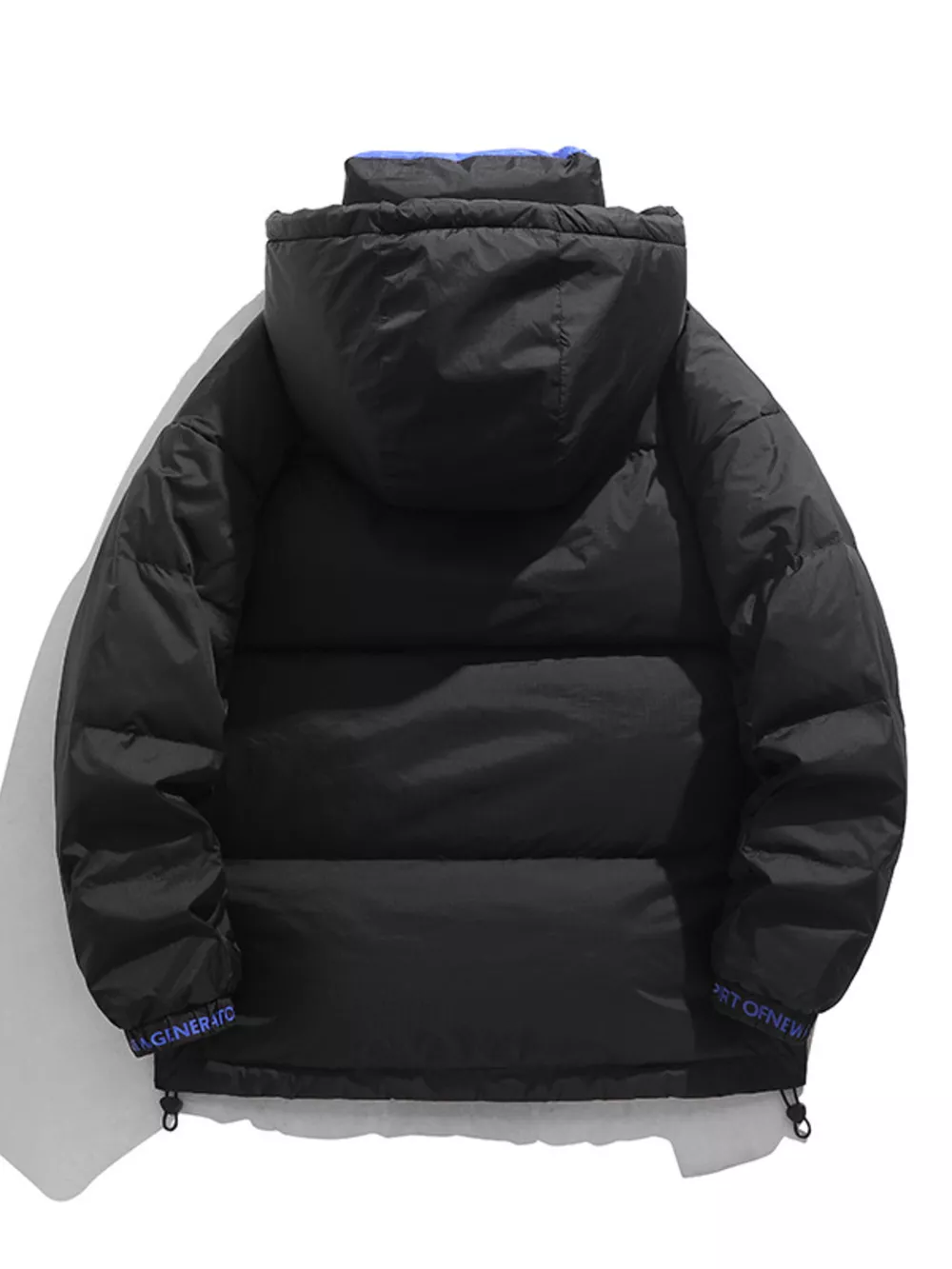 Men's Full Size Contrast Hooded Jacket with Drawstring Hem Plus Size, image 4