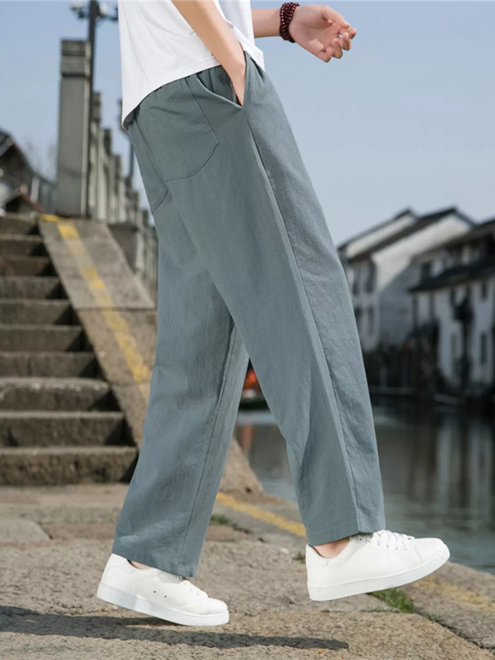 Men's Plus Size Loose Fit Drawstring Casual Pants, image 3