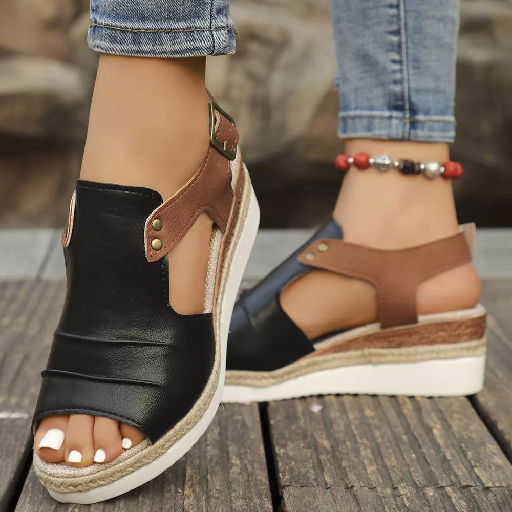 Peep Toe Wedge Sandals, image 4