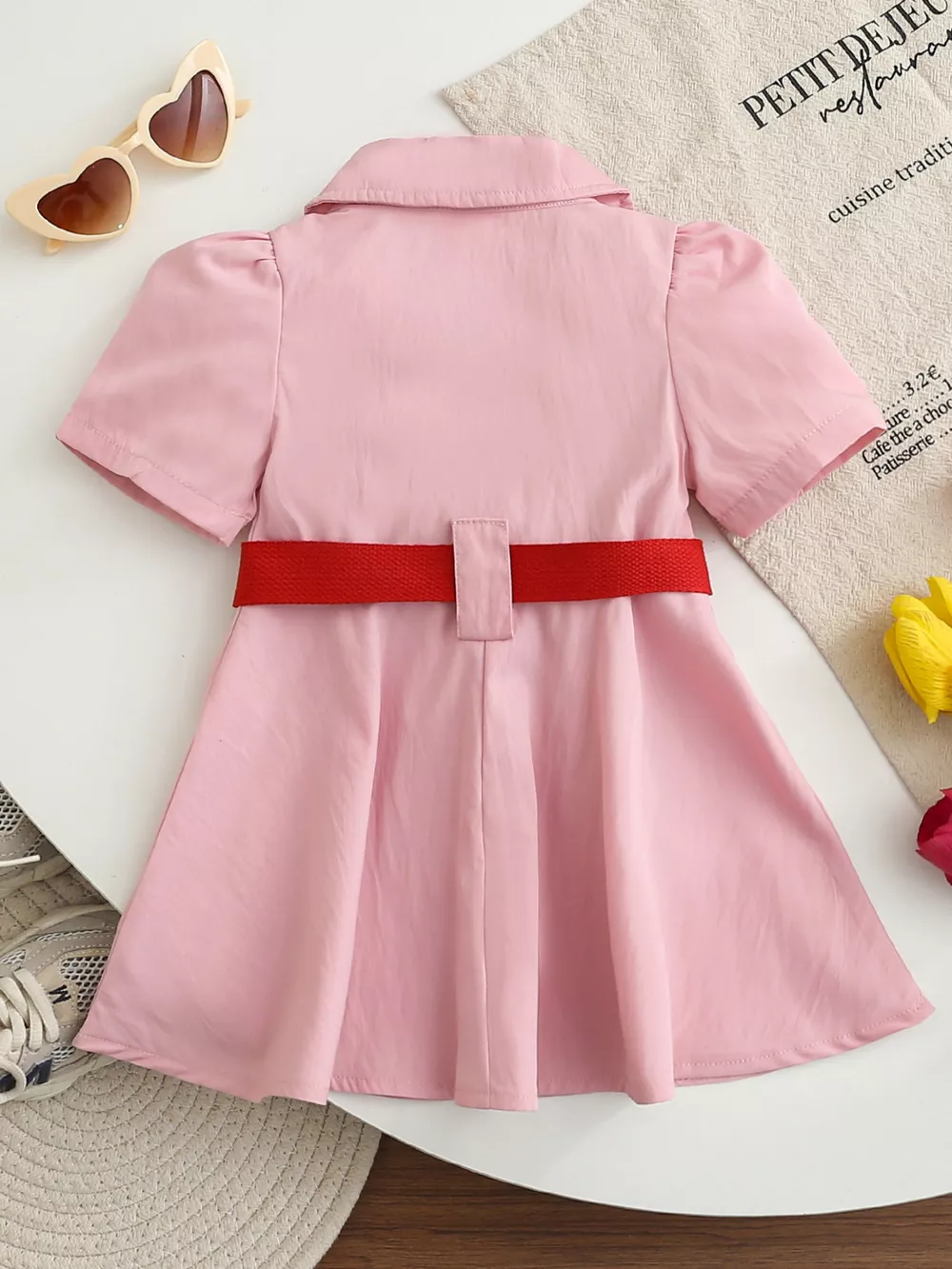 Children's Baseball Embroidered Short Sleeve Dress, image 8