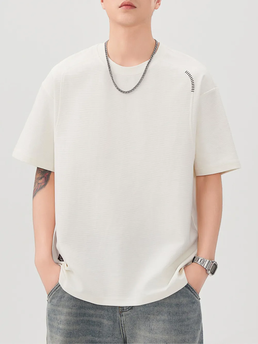 Men's Plus Size Round Neck Half Sleeve T-Shirt
