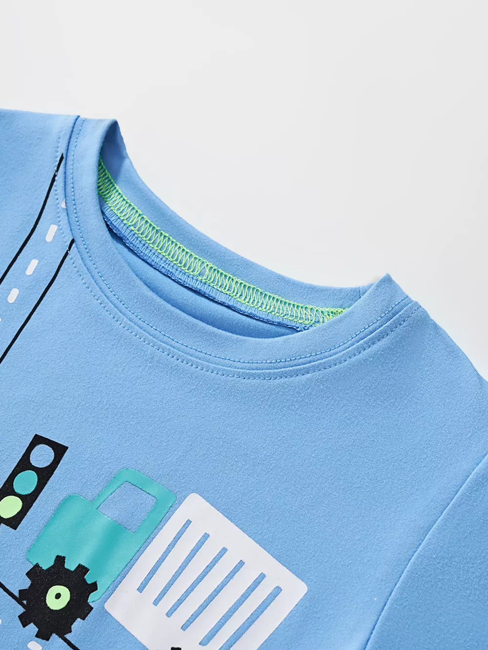 Children's Cartoon Construction Vehicle Print Short Sleeve T-Shirt, image 3
