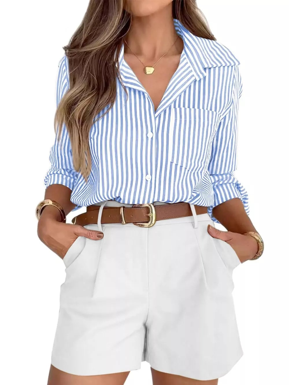 Striped Button-Down Long Sleeve Shirt, image 2
