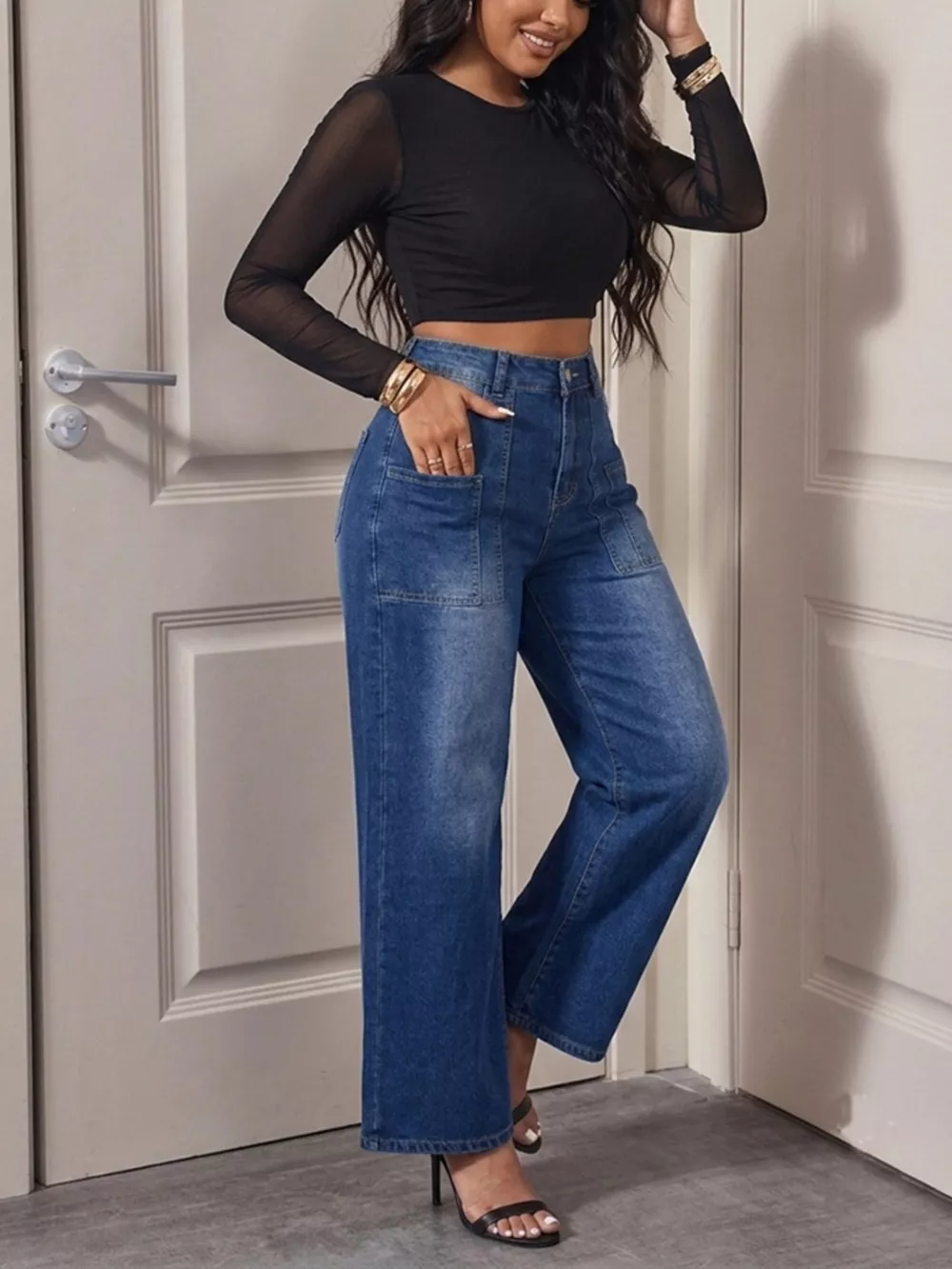 High-Waisted Wide Leg Jeans, image 4