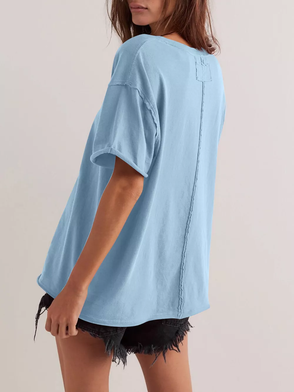 Casual Loose Fit Solid Color T-Shirt, image 12