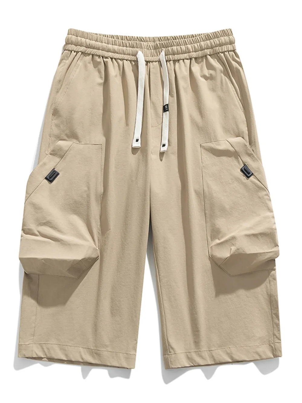 Men's Plus Size Casual Cargo Capris with Drawstring Waist, image 2
