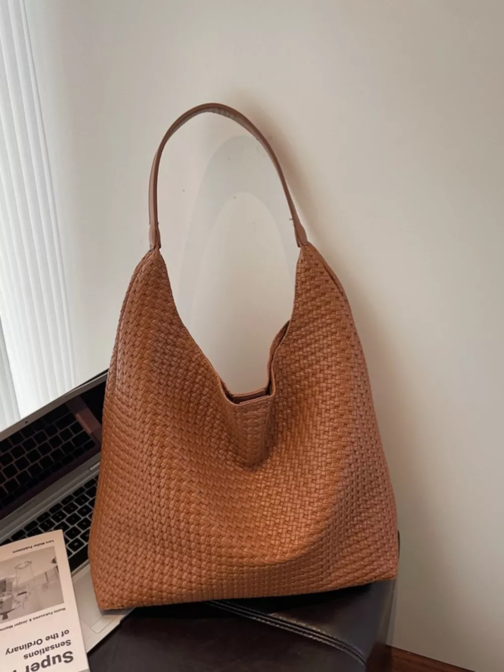 Woven Straw Texture Shoulder Bag, image 11