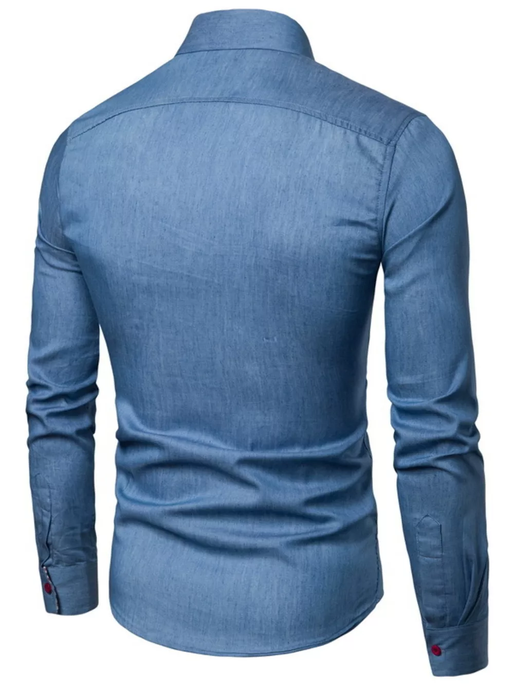 Men's Plus Size Slim Fit Long Sleeve Denim Shirt, image 5