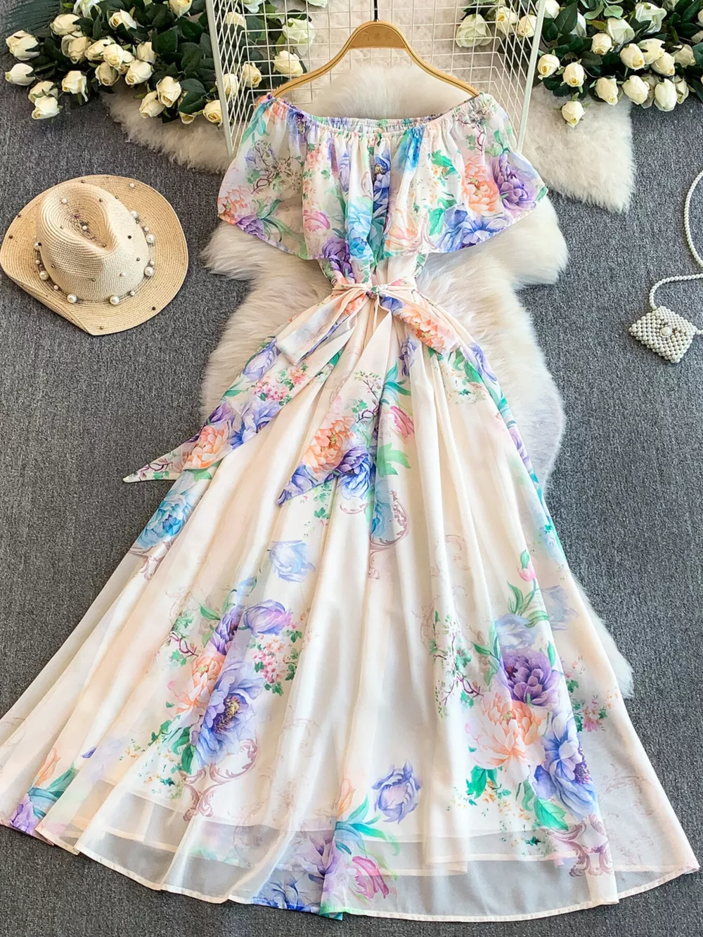 Floral Off-Shoulder A-Line Dress, image 16