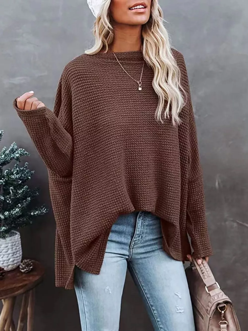 Waffle Knit Boat Neck T-Shirt, image 15