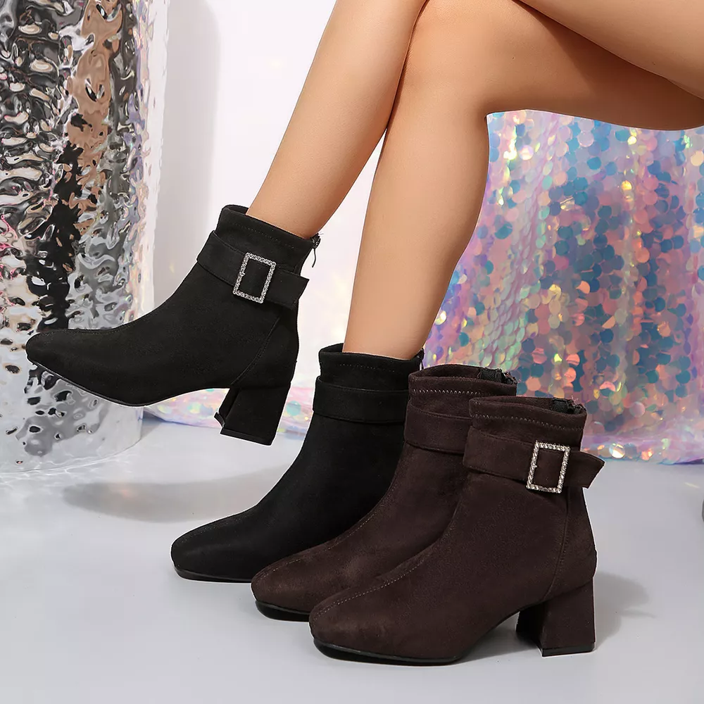 Round Toe Block Heels Boots, image 2