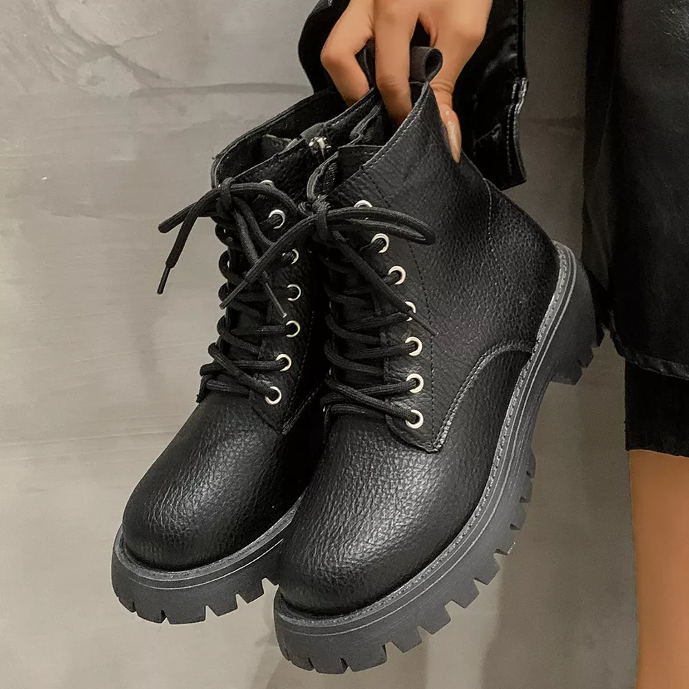 Chunky Platform Lace-Up Combat Boots, image 8