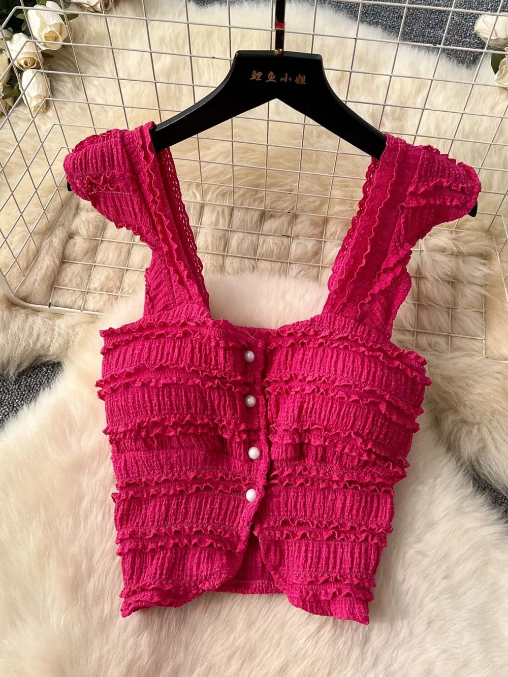 Textured Crop Top and Tiered Skirt Set, image 4
