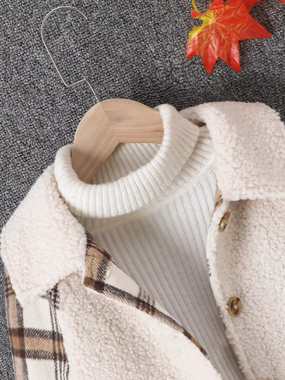 Children's Cozy Plaid Sleeve Fleece Jacket, image 3