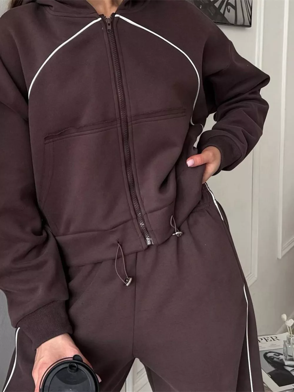 Fleece Zip-Up Hoodie and Joggers Set, image 17
