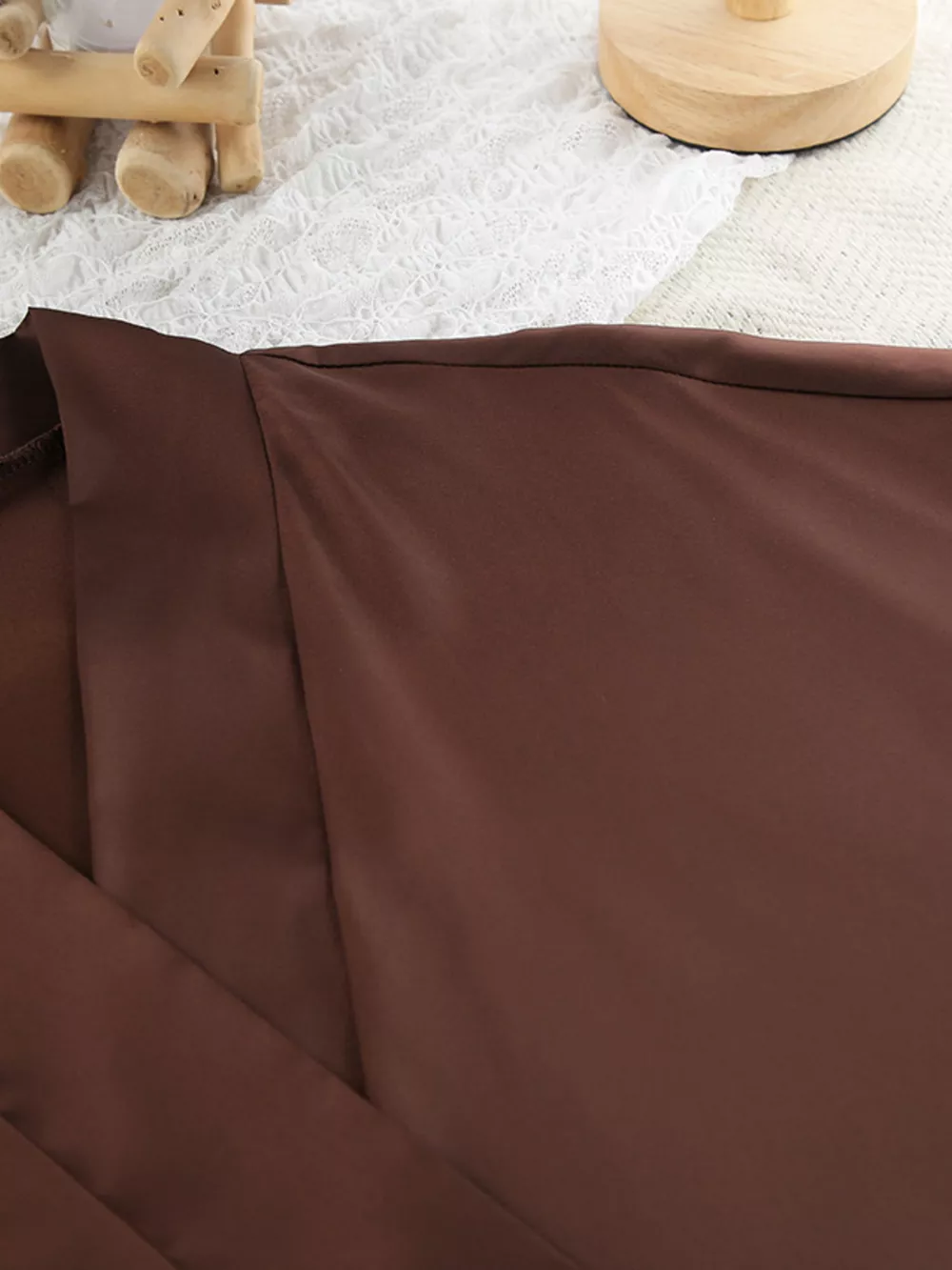 Satin Ruffle-Trim Lounge Nightgown Robe, image 12