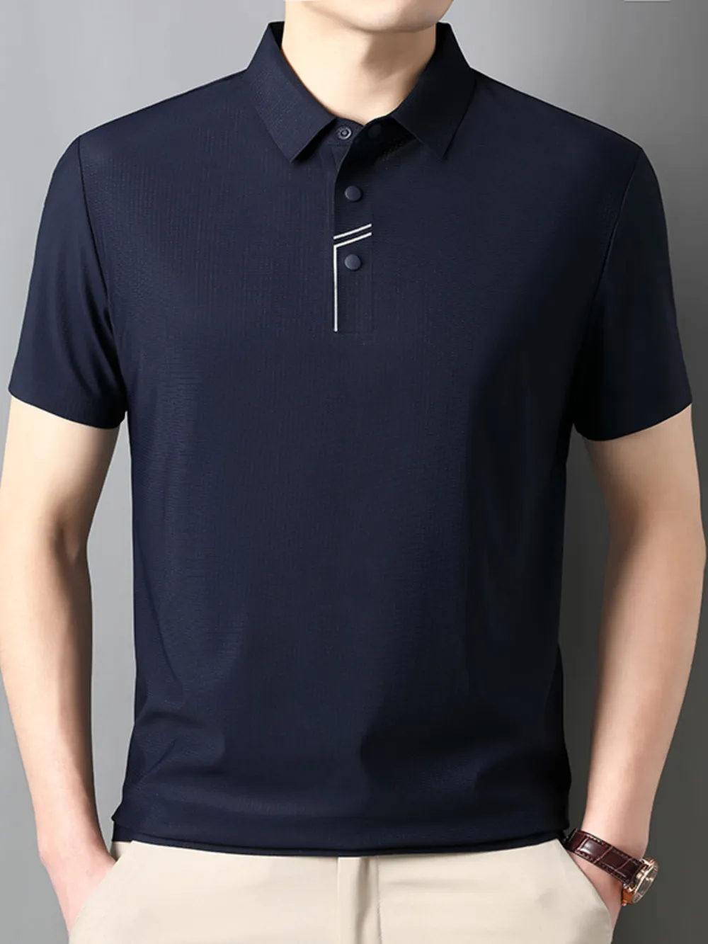 Men's Plus Size Button Detail Short Sleeve Polo, image 6