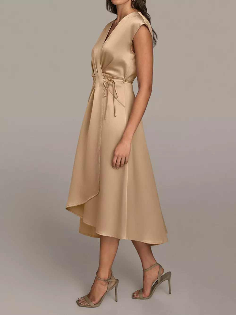 Satin Wrap Midi Dress with Pockets, image 5