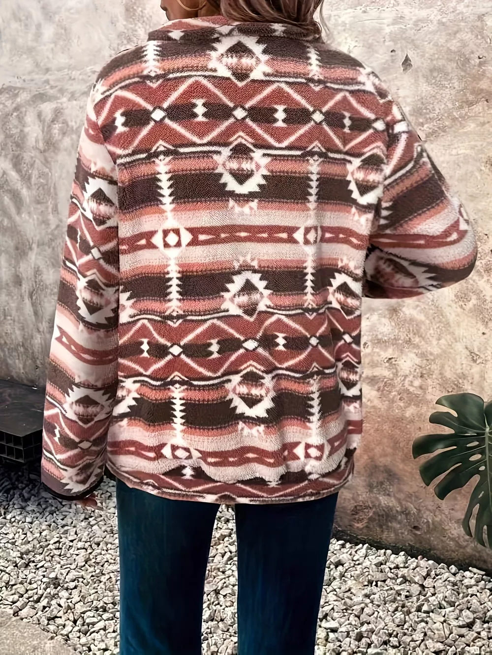 Geometric Half Zip Long Sleeve Sweatshirt, image 11