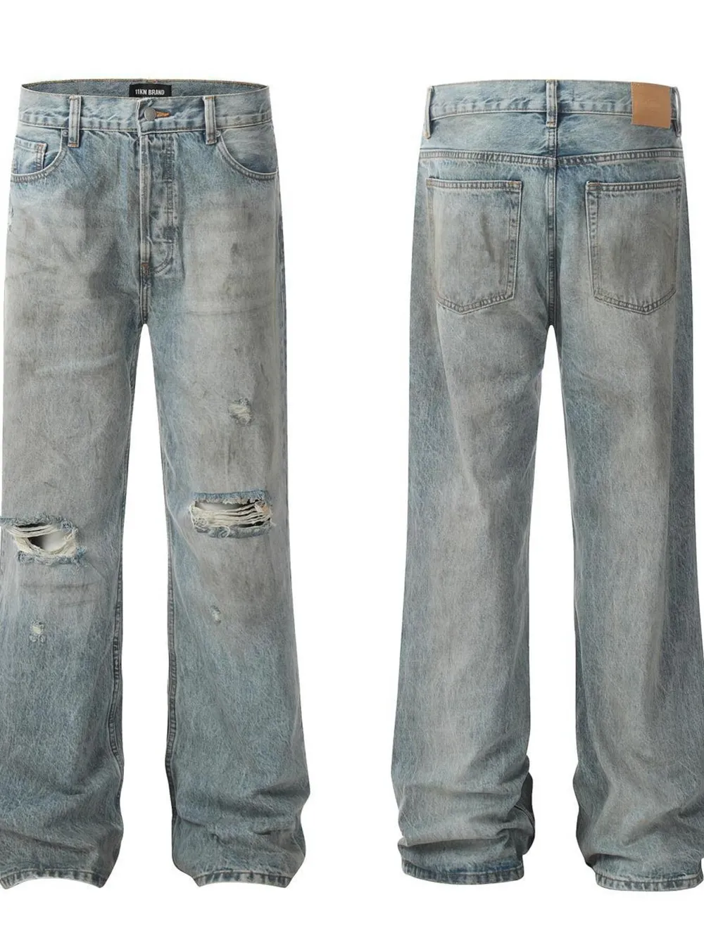 Men's Distressed Wide Leg Jeans, image 4