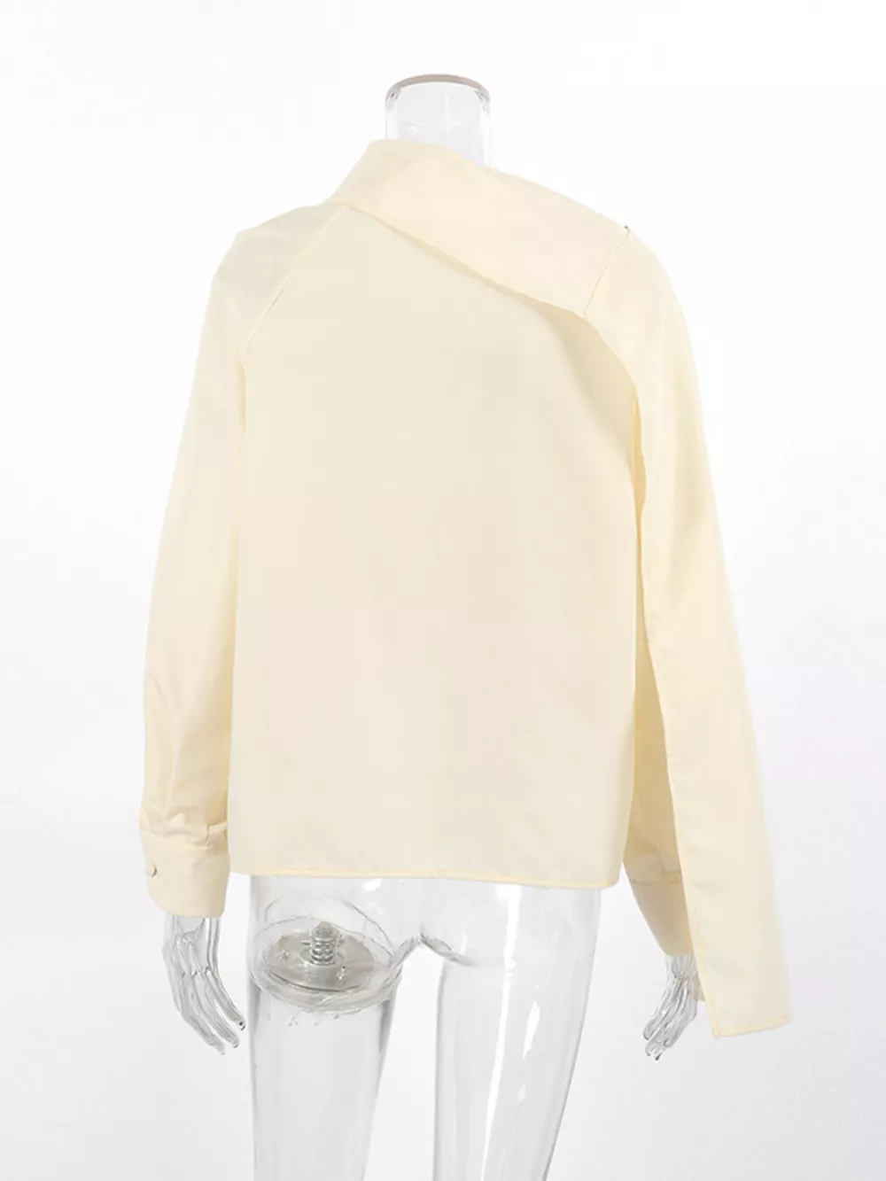 Asymmetrical High Collar Long Sleeve Blouse, image 11