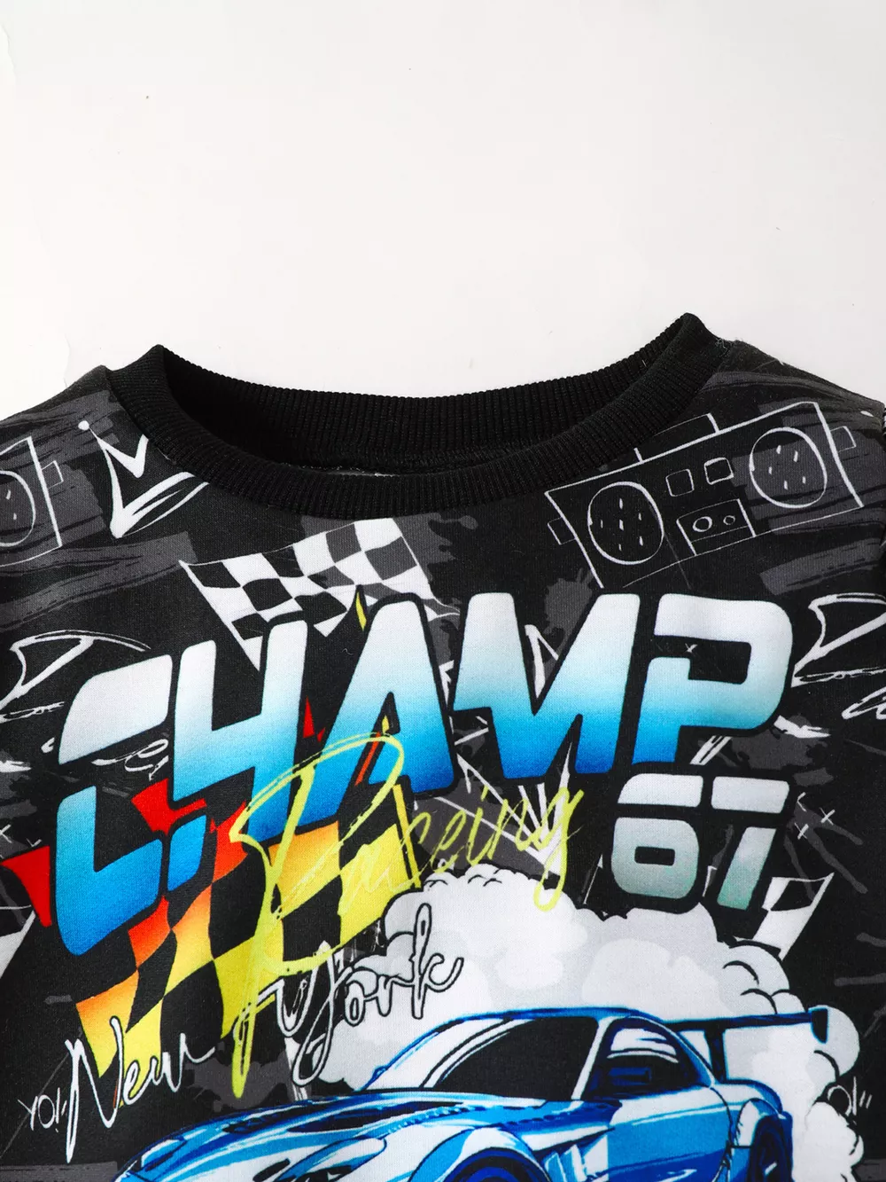 Children's Racing Car Print Long Sleeve Sweatshirt and Pants Set, image 4