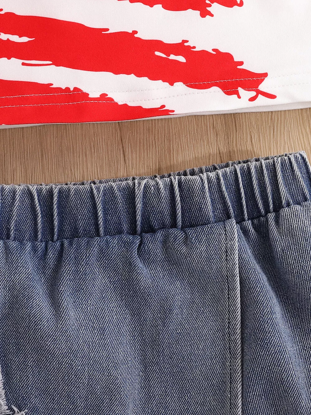 Children's American Flag Tank Top & Star Denim Skirt Set, image 3