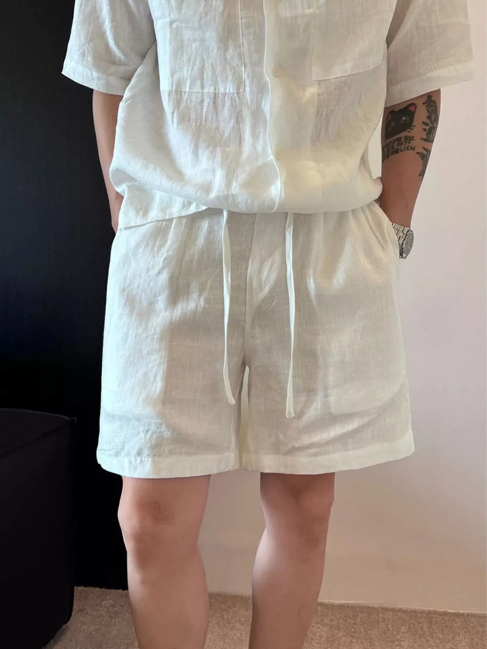 Men's Plus Size Lightweight Linen Blend Shorts, image 3