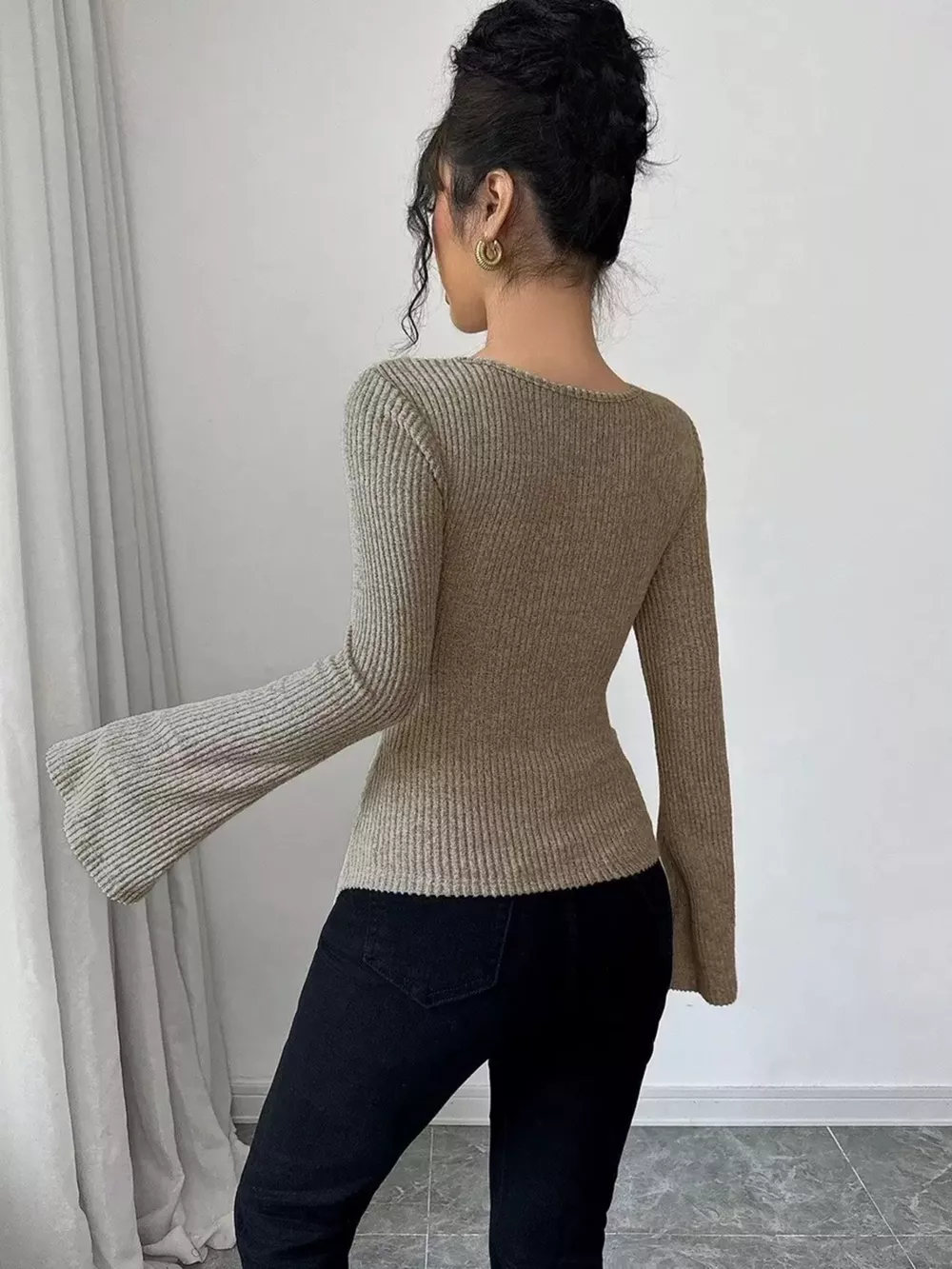 Cowl Neck Flare Sleeve Top, image 11