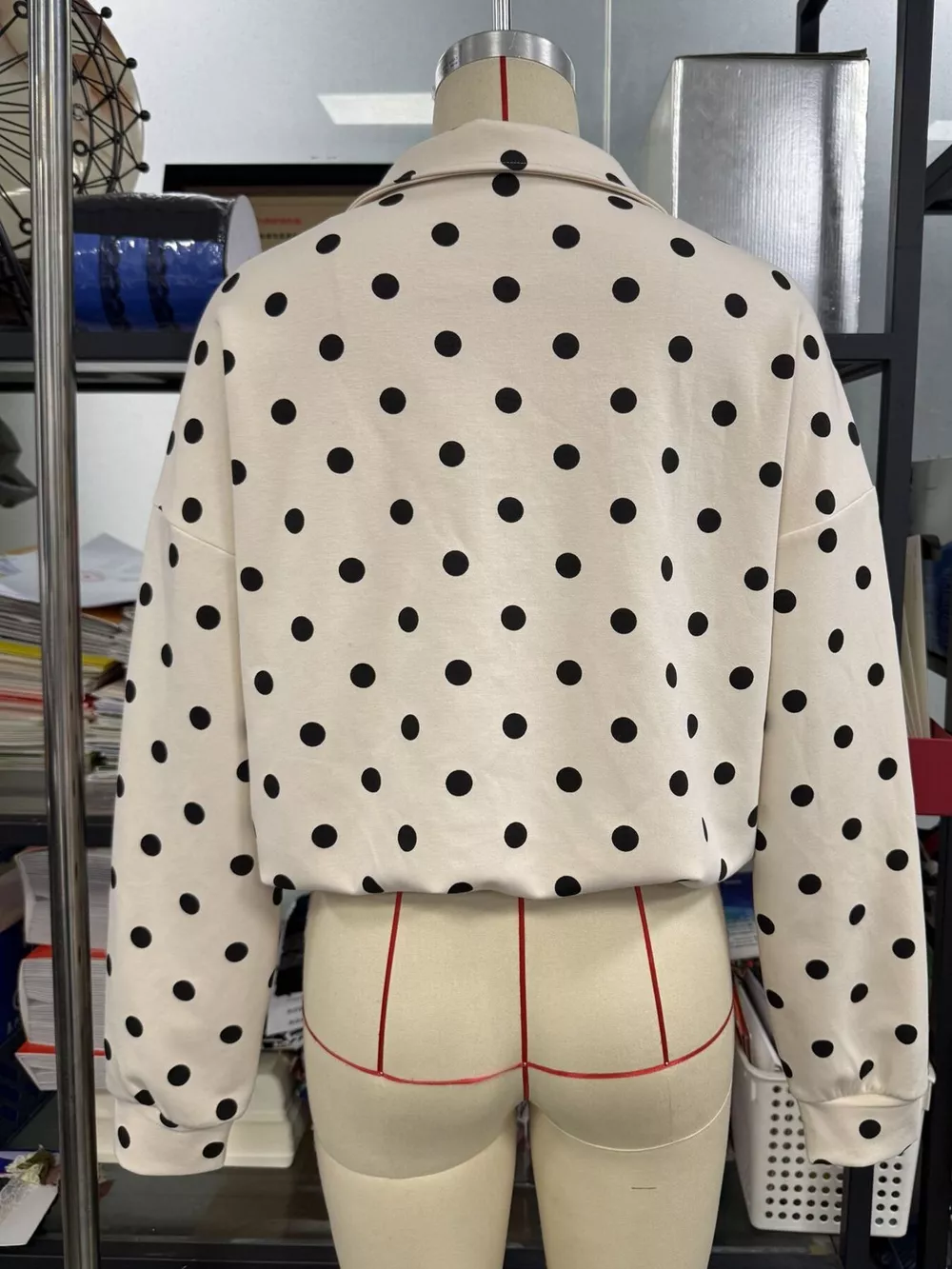 Polka Dot Half Zip Cropped Sweatshirt, image 13