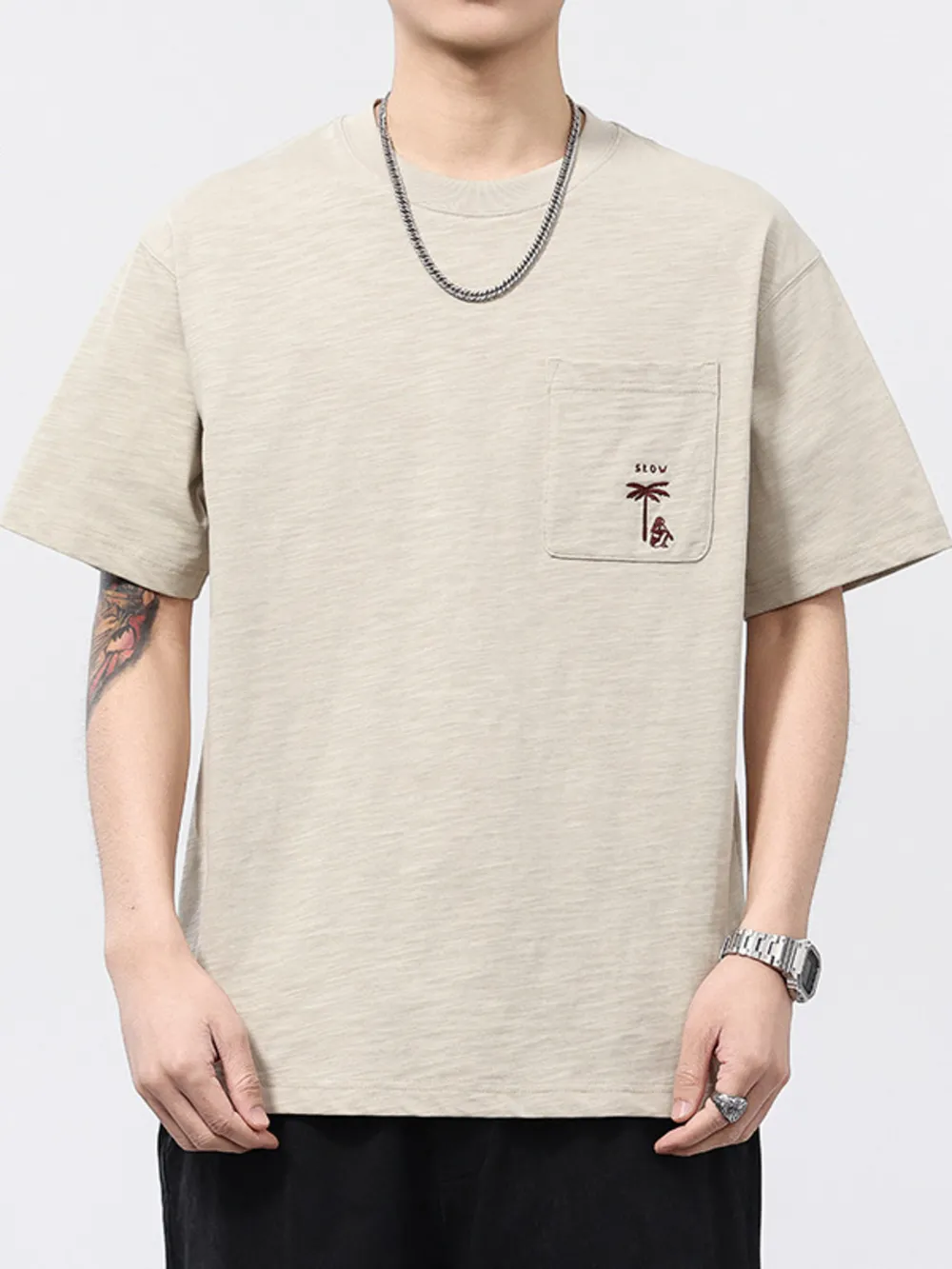 Men's Plus Size Round Neck Half Sleeve T-Shirt, image 4