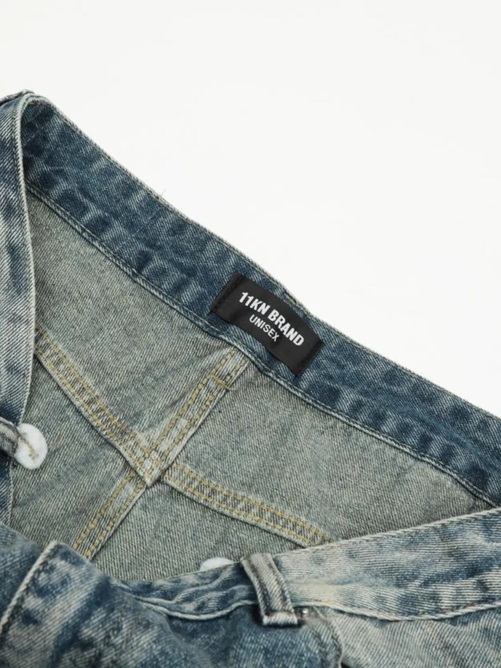 Men's Distressed Wide Leg Vintage Wash Jeans, image 11