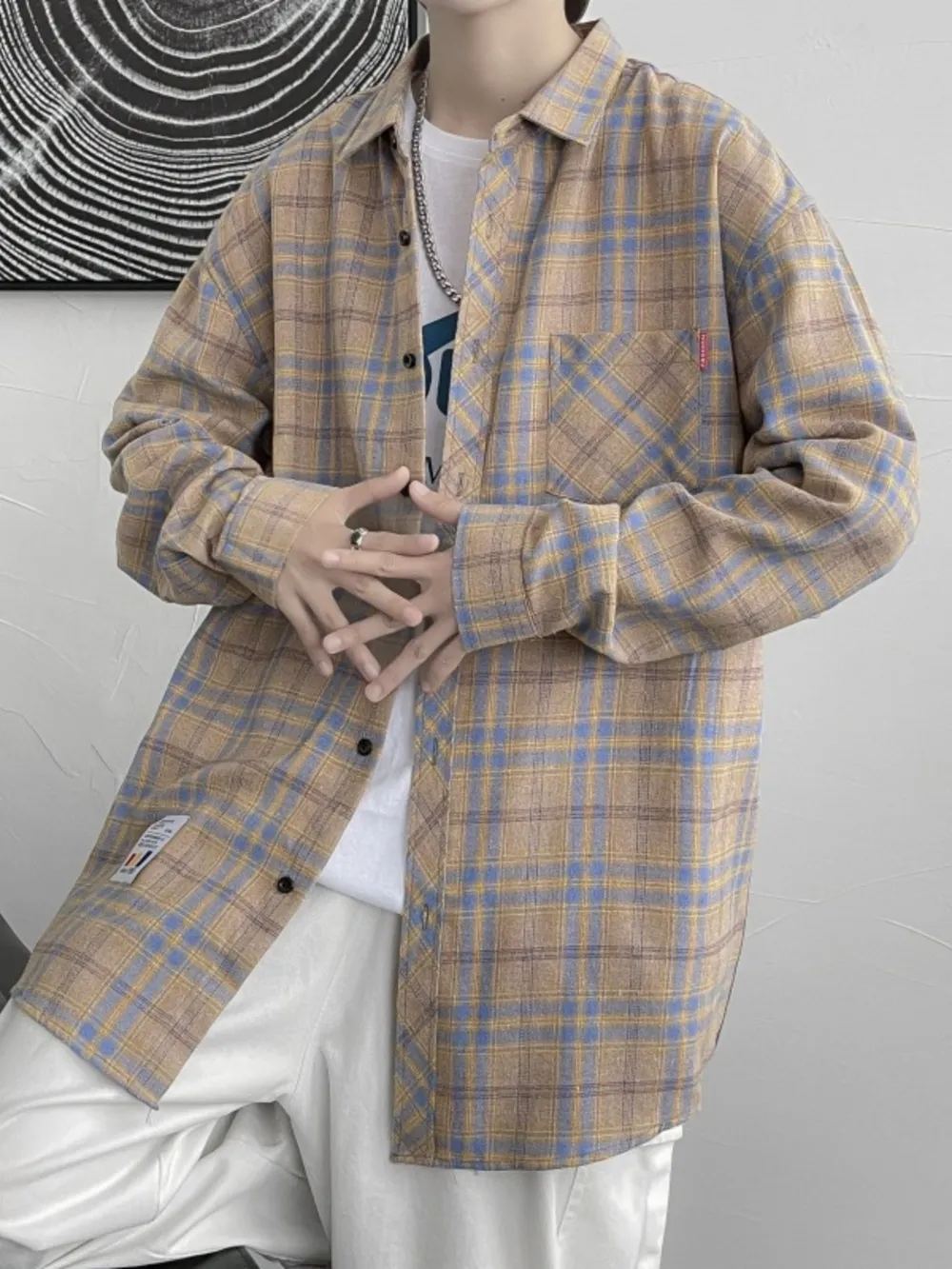 Men's Plus Size Plaid Button Up Shirt, image 6