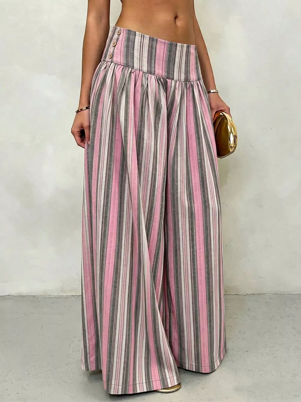 High-Waisted Striped Wide-Leg Casual Pants, image 2