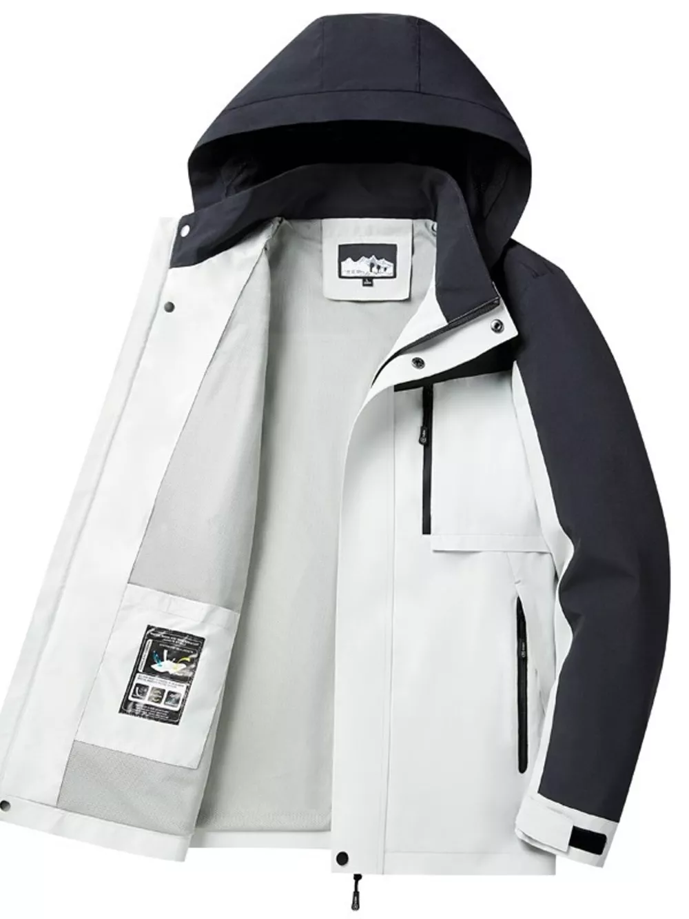Men's Plus Size Two-Tone Hooded Outdoor Jacket, image 11