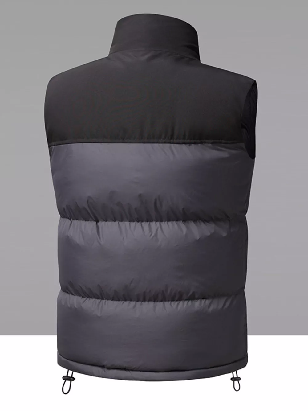 Men's Plus Size Sleeveless Stand Collar Vest with Drawstring Hem, image 3