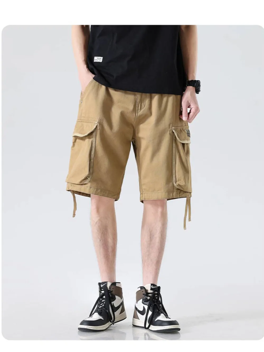 Men's Drawstring Wide Leg Cargo Shorts, image 13