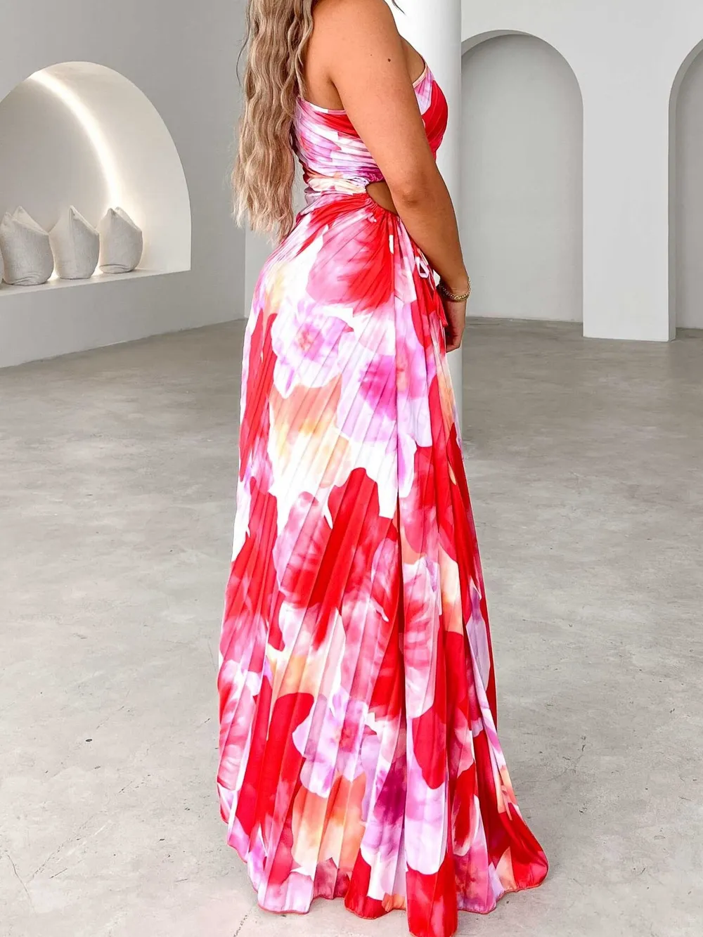 Printed One Shoulder Asymmetrical Maxi Dress, image 8