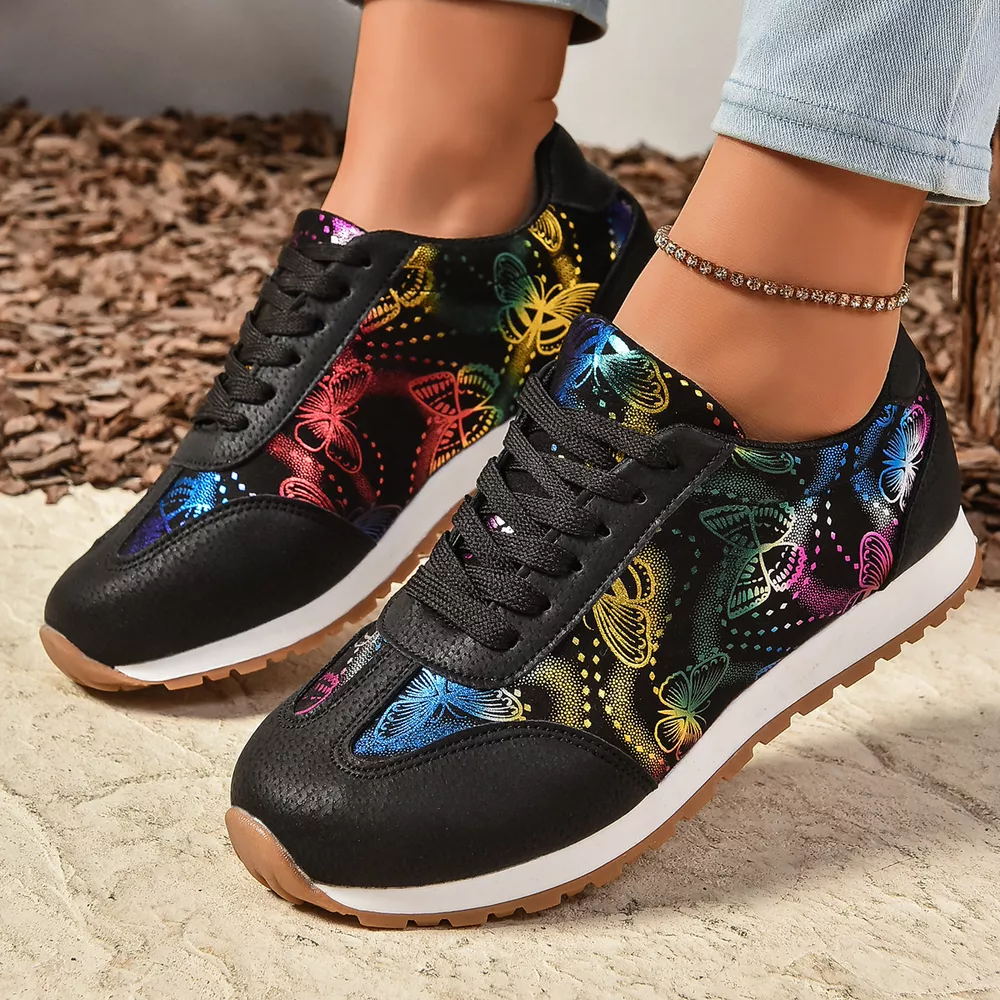 Butterfly Print Casual Sneakers, image 2
