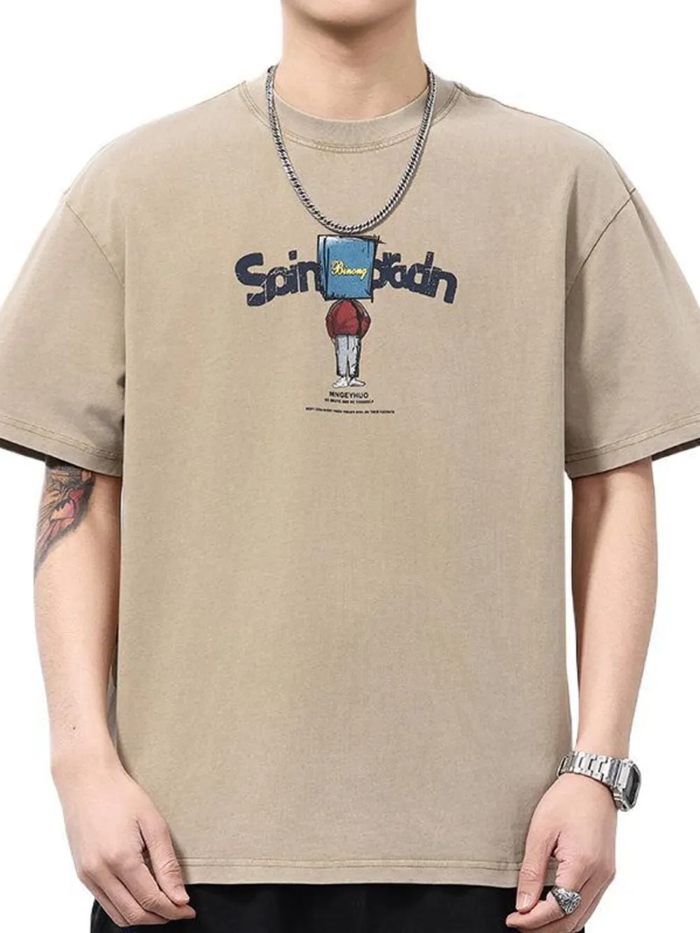 Men's Plus Size Graphic Round Neck Short Sleeve T-Shirt, image 3