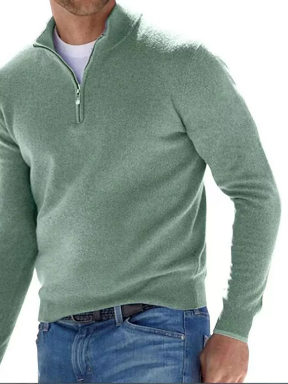 Men's Full Size Quarter-Zip Long Sleeve Sweater Plus Size, image 5