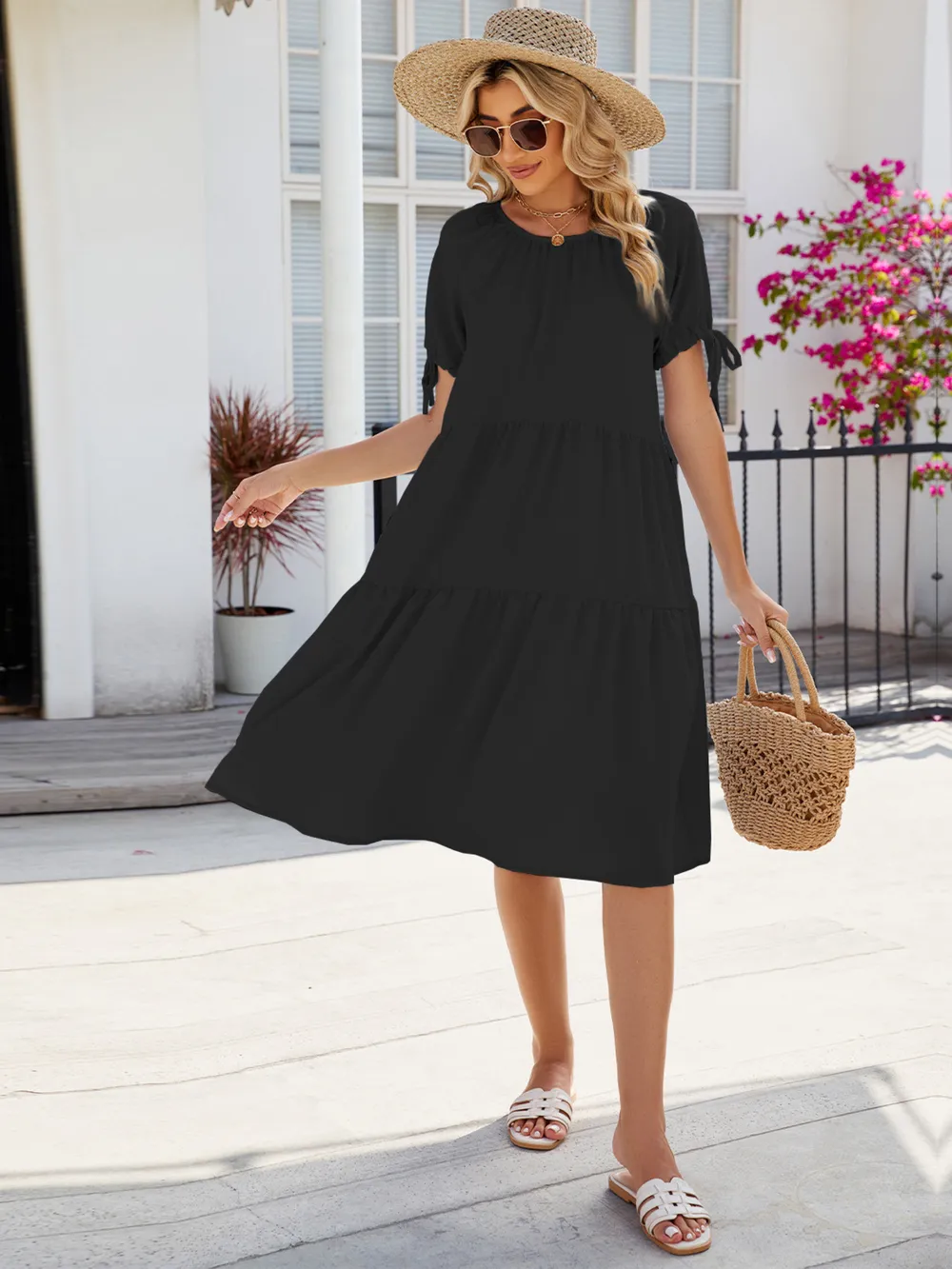 Tiered Round Neck Summer Dress, image 7