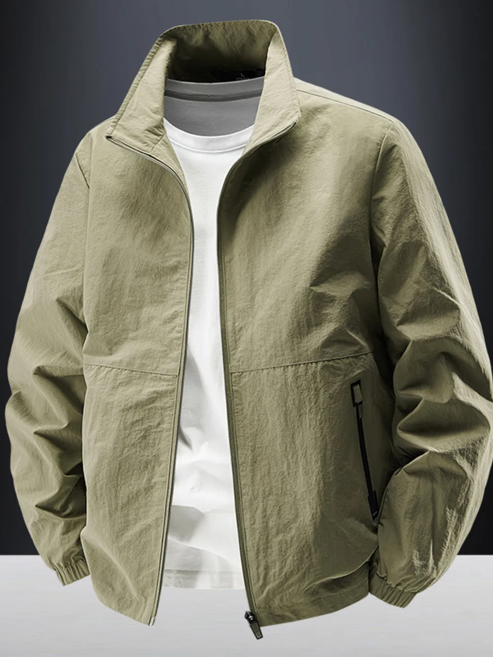 Men's Plus Size Zip Up Long Sleeve Jacket, image 4