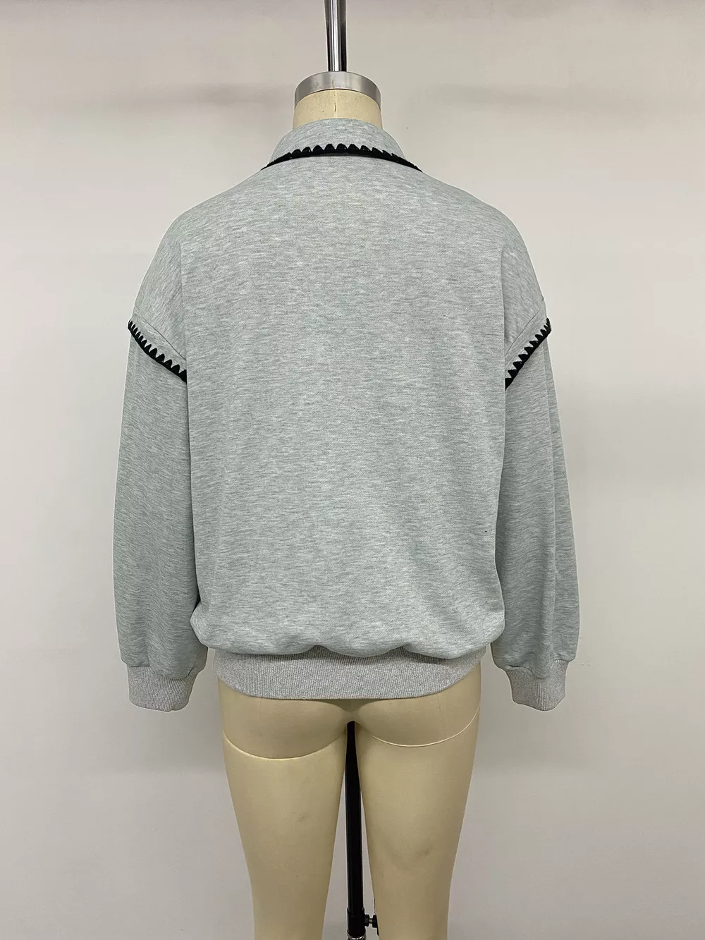 Polo Collar Dropped Shoulder Sweatshirt, image 13