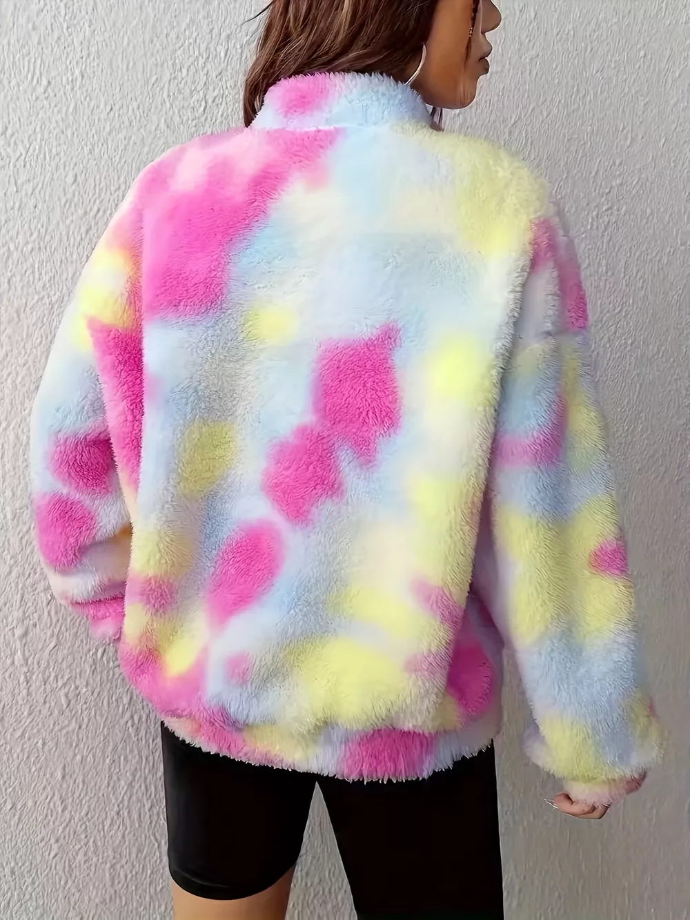 Tie-Dye Fuzzy Quarter Zip Sweatshirt, image 2