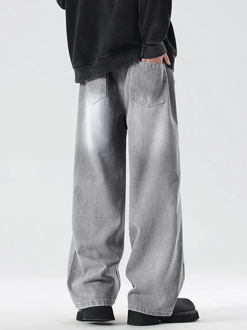 Men's Full Size Wash Wide Leg Jeans Plus Size, image 4